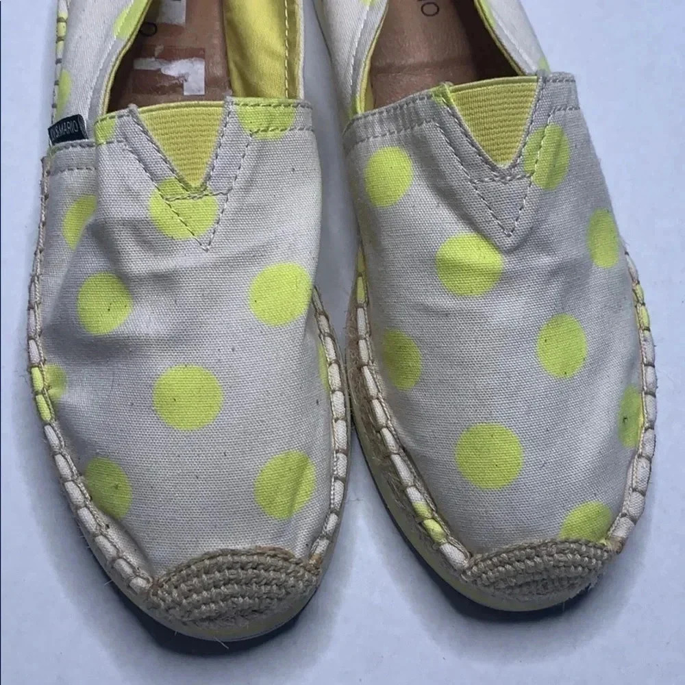 Joy & Mario Yellow Polka Dot Espadrilles 7 - Picture 2 of 8